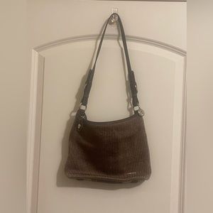 The Sak, crochet crossbody, leather strap